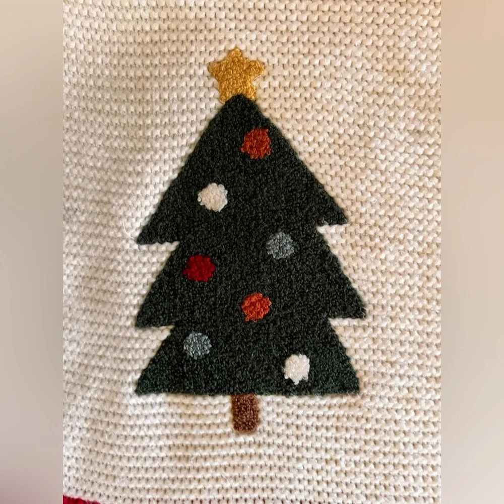 POTTERY BARN 40”x50” Christmas Cable Knit Sherpa Blanket